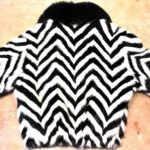 Chevron Black White Mink Tail Fur Jacket