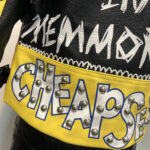 Graffiti Yellow and Black Rivet Studded Leather Jacket