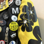 Graffiti Yellow and Black Rivet Studded Leather Jacket