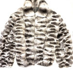 Grey and Black Chinchilla Bomber Fur Jacket