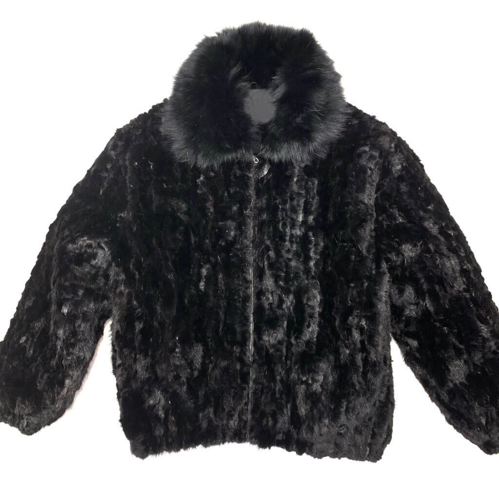 Black Mink Fur Bomber Jacket