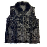 Men's Black Mink Fur Fox Collar Vest
