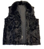 Men's Black Mink Fur Fox Collar Vest