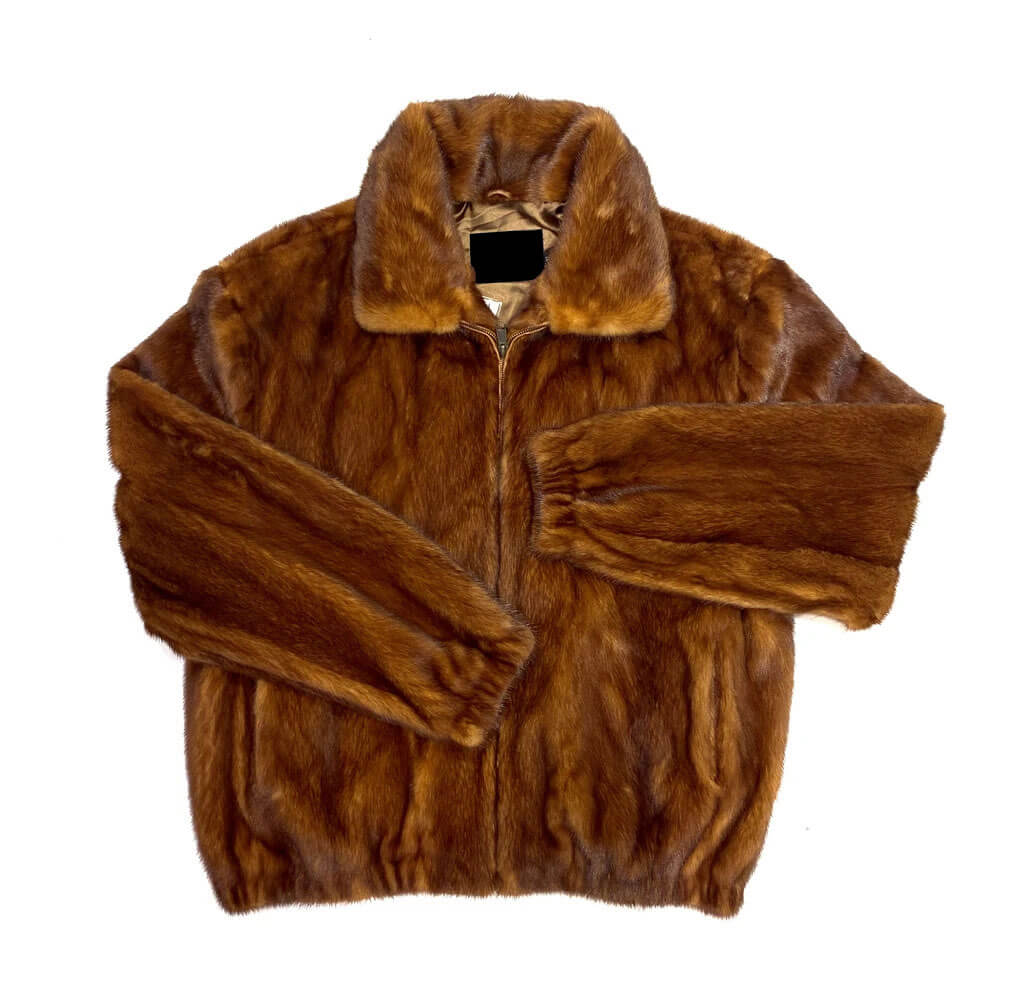 Men's Mink Fur Bomber Jacket with Full Skin Mink Hooded Fur Jacket (Brown,  S) at  Men's Clothing store