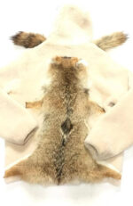 Natural Plush Fox Tail Shearling Jacket With Hood