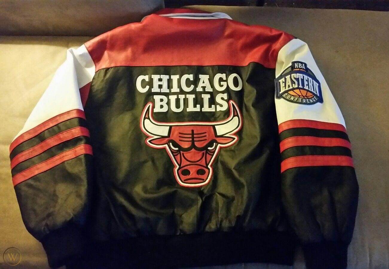 Vintage chicago bulls leather hot sale jacket