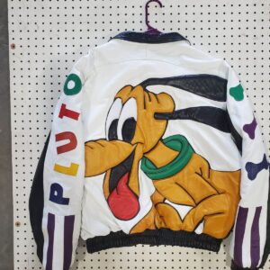 Vintage Disney Pluto Cartoon Leather Jacket