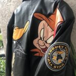 Vintage Looney Tunes Space Jam Cartoon Leather Jacket