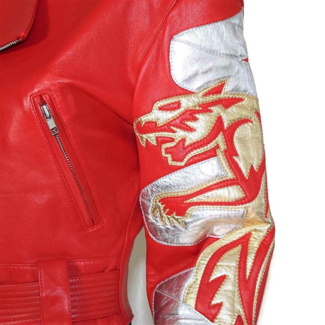 Vintage MICHAEL HOBAN Red & White Leather Jacket Leather 