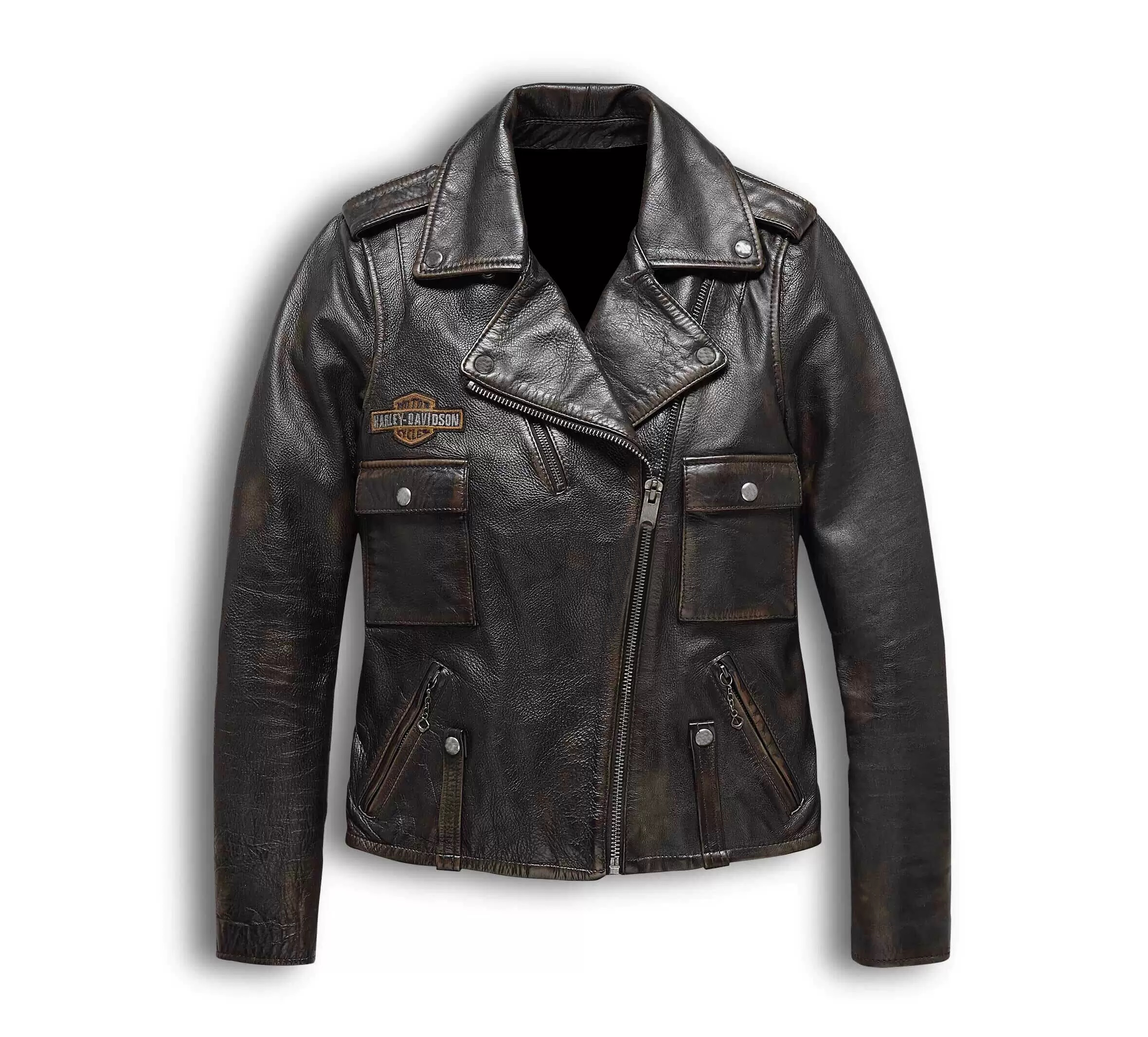 Harley Davidson Eagle Distressed Leather Biker Jacket - Maker of Jacket
