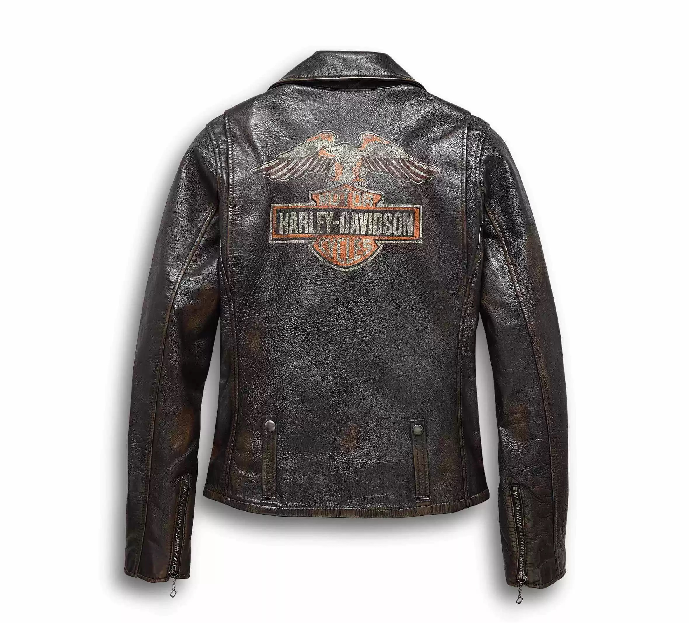 Harley Davidson Eagle Distressed Leather Biker Jacket - Maker of Jacket