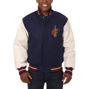 NBA All Star Cleveland Cavaliers Marron & White Varsity Jacket