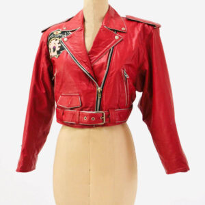 Vintage Betty Boop Red Biker Leather Jacket