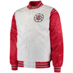White and Red LA Clippers Renegade Satin Jacket