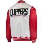White and Red LA Clippers Renegade Satin Jacket