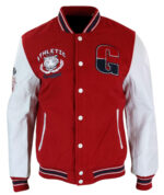 Athletics Red White Varsity Baseball Letterman Jacket