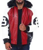 8 Ball Red White Robert Phillipe Jacket with Fur Hood