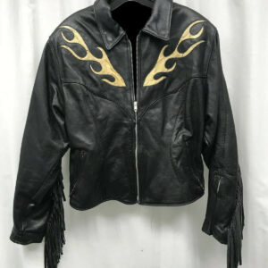 Womens Snake Skin Fringe Leather Jacket