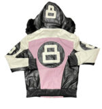 Blush Pink White 8 Ball Robert Phillipe Jacket with Fur Hood