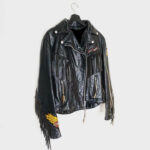 Harley Davidson Black Fringe Flame Biker Leather Jacket