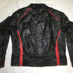 Harley Davidson Black Red Motorcycle Leather Jacket