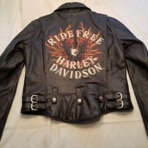 Joe Graphic Printed on back Black Faux leather Biker Jacket – Love