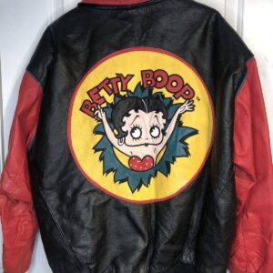 Red Black Betty Boop Vintage Biker Leather Jacket