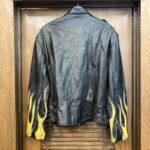 Vintage 90 Black Flame Biker Leather Jacket