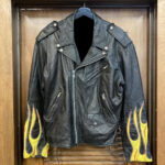 Vintage 90 Black Flame Biker Leather Jacket