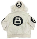 White 8 Ball Robert Phillipe Jacket with Fur Hood