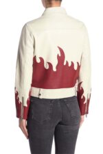 White Red Flames Biker Leather Jacket