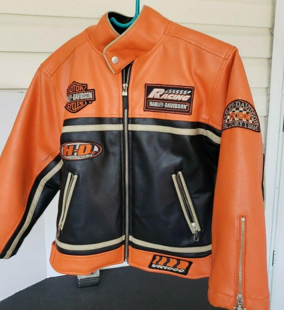 Harley Davidson No.1 Black Orange Race Leather Jacket - Maker of Jacket