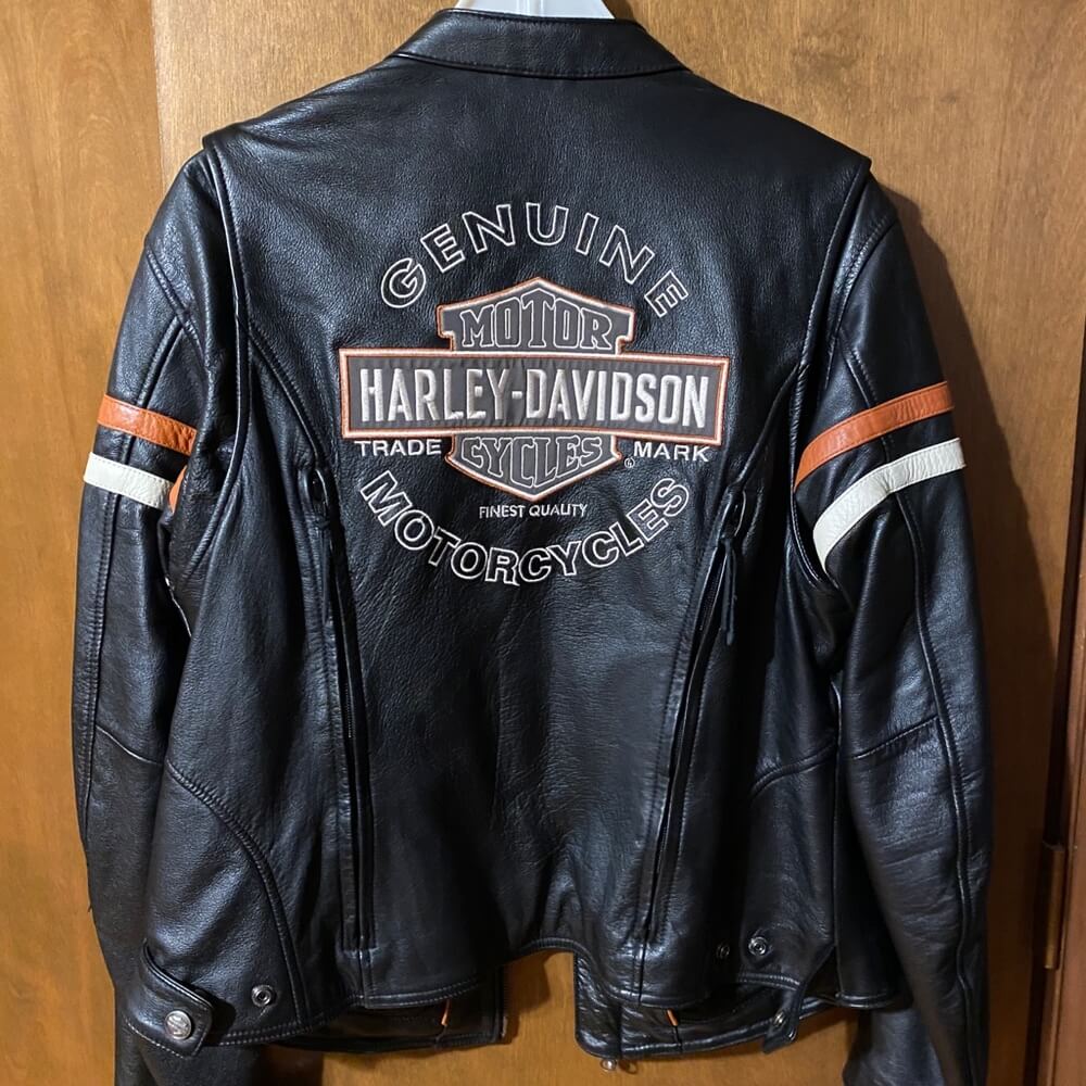 Harley Davidson Leather Black Orange Riding Jacket - Maker of Jacket