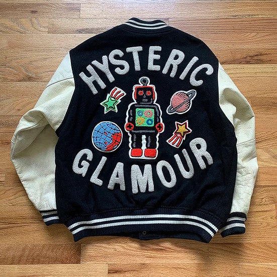 Hysteric Glamour Black Toy Robot Varsity Jacket - Maker of Jacket