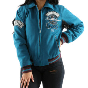 Blue Pelle Pelle World Tour Bomber Jacket