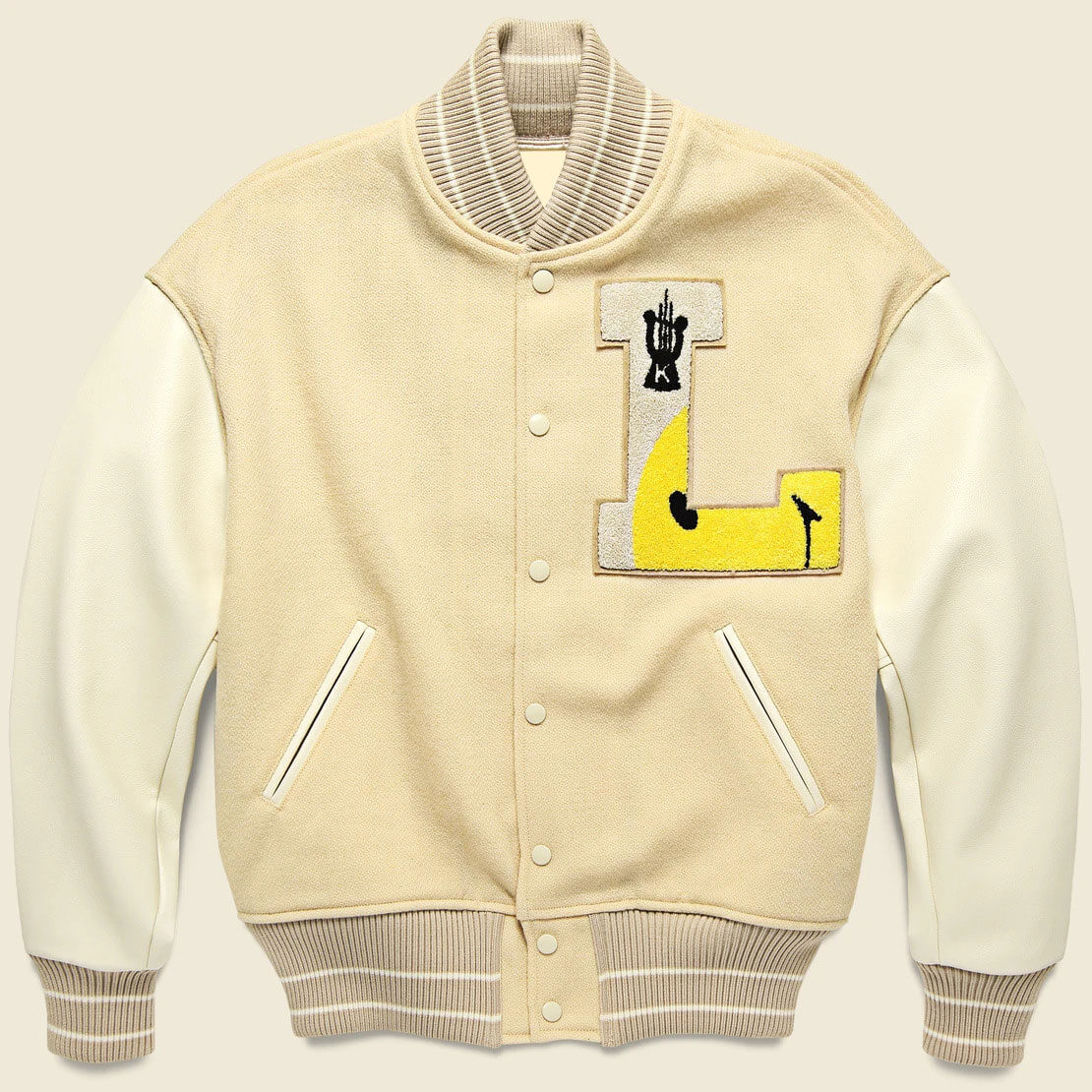 Personalised Red Varsity Jacket With Yellow Letter and White 
