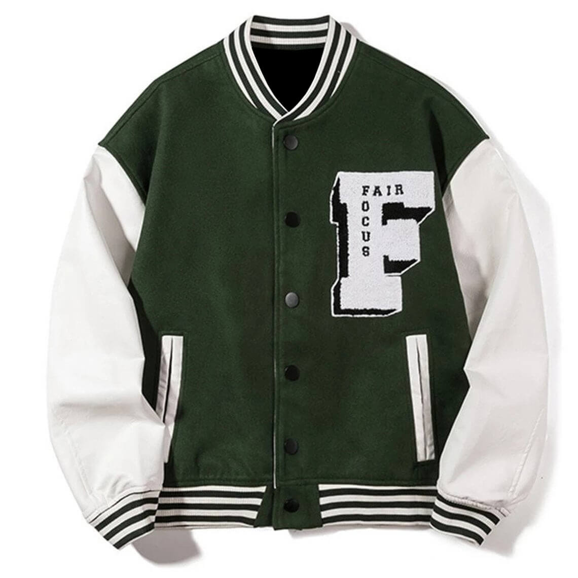 3D Letter F Embroidery College Varsity Jacket - Maker of Jacket