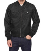 Black Trucker Style Bomber Jacket
