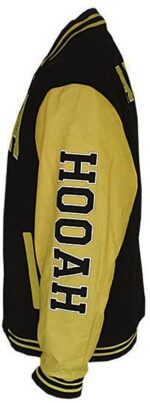 Black US Army Hooah With Army Star Logo Varsity Jacket