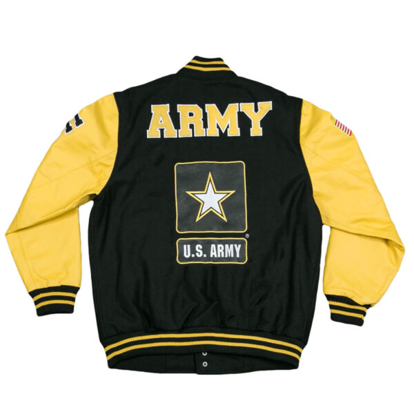 Black US Army Hooah With Army Star Logo Varsity Jacket