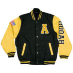 Black US Army Hooah With Army Star Logo Varsity Jacket