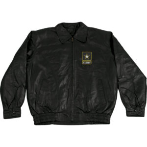 Black US Army Leather Jacket With Army Star Logo