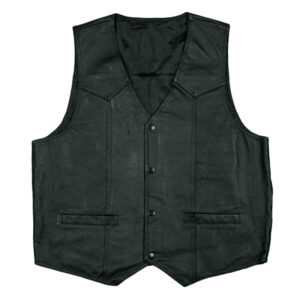 Black US Army Star Logo Leather Vest