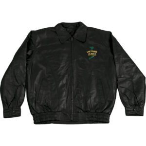 Black Vietnam Veteran Leather Bomber Jacket