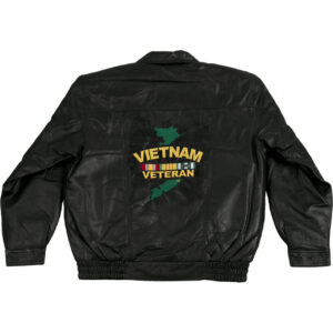 Black Vietnam Veteran Leather Bomber Jacket