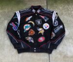 NFL All Teams Patch Black Varsity Jacket LA10B646 - 195195494281