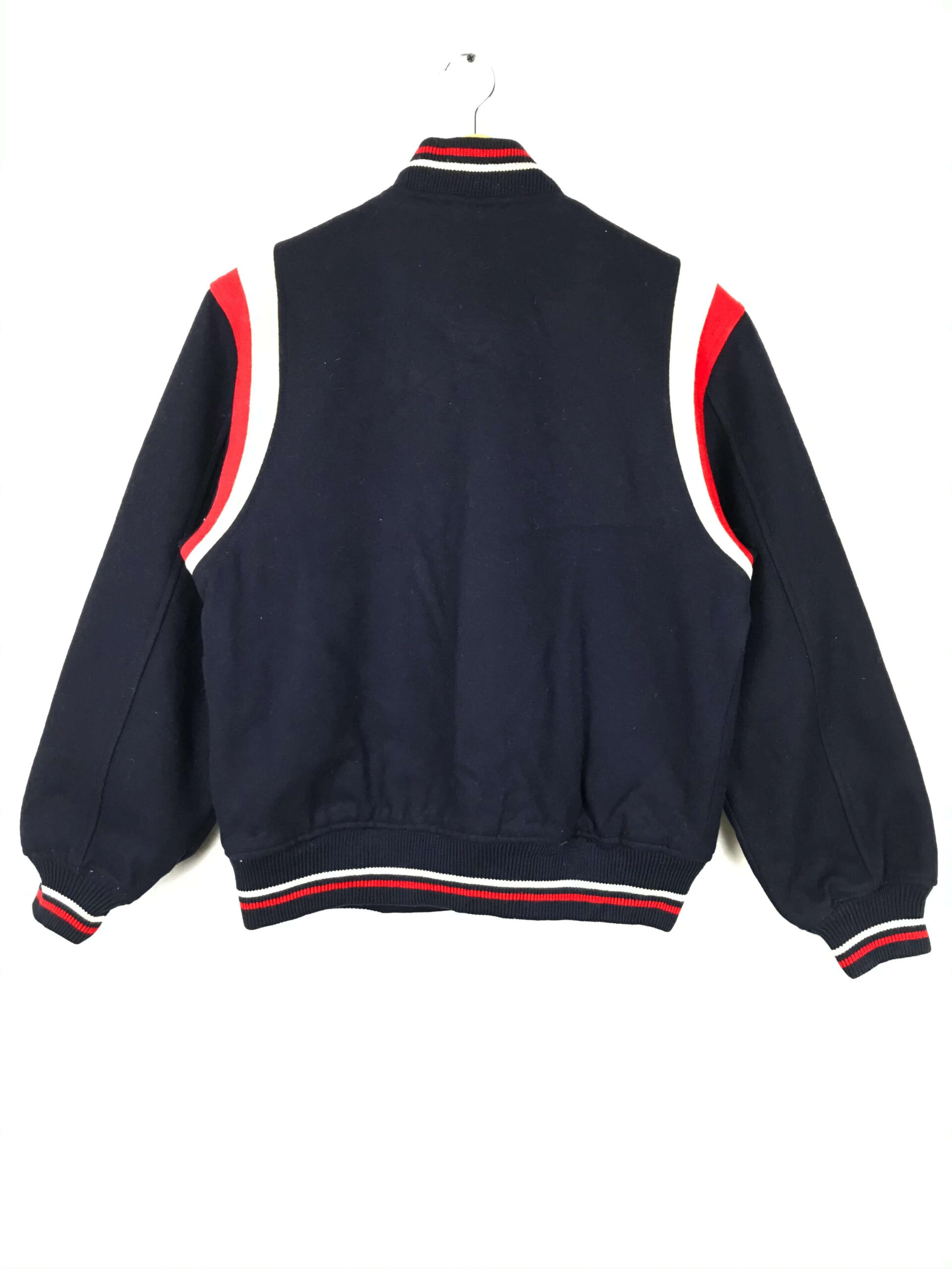 BUFFALO BILLS RETRO CLASSIC RIB WOOL VARSITY JACKET (ROYAL BLUE/RED)