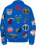 Maker of Jacket Fashion Jackets Baby Blue NBA Team Collage Jeff Hamilton Leather