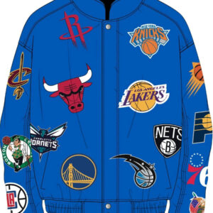 NBA Collage Wool & Leather Jacket Navy