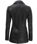 Breanna Double Breasted Black Leather Blazer
